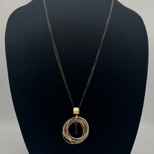Modern Geometric Pendant Necklace | Dual-Tone Chain | Artisan Style